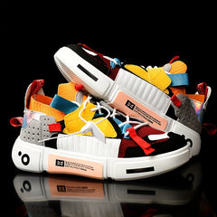 Men's Lace up Sneakers Patchwork Athletic Shoes Breathable Running Basketball
