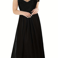 Contrast Lace Maxi Formal Party Dress