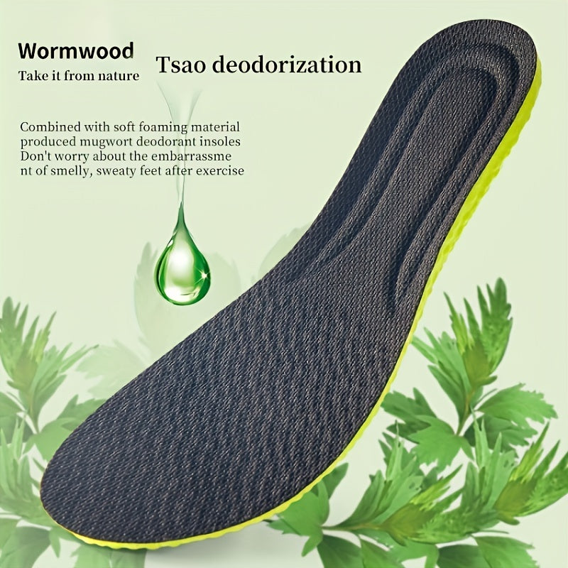 Green Sports Shock Absorption Insoles High Elastic Running Insoles