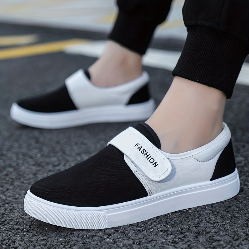 Men's Hook And Loop Canvas Skate Shoes Breathable Sneakers