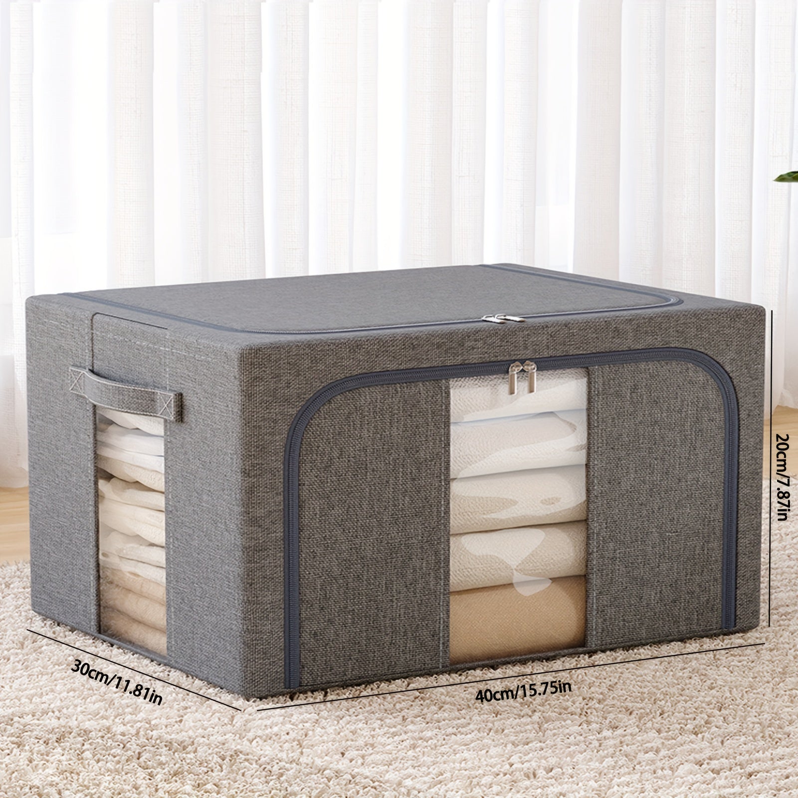 Large Capacity Storage Box With Handles & Visible Window Reusable Box
