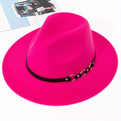 British Style Woolen Jazz Hat Big Brim Top Hat