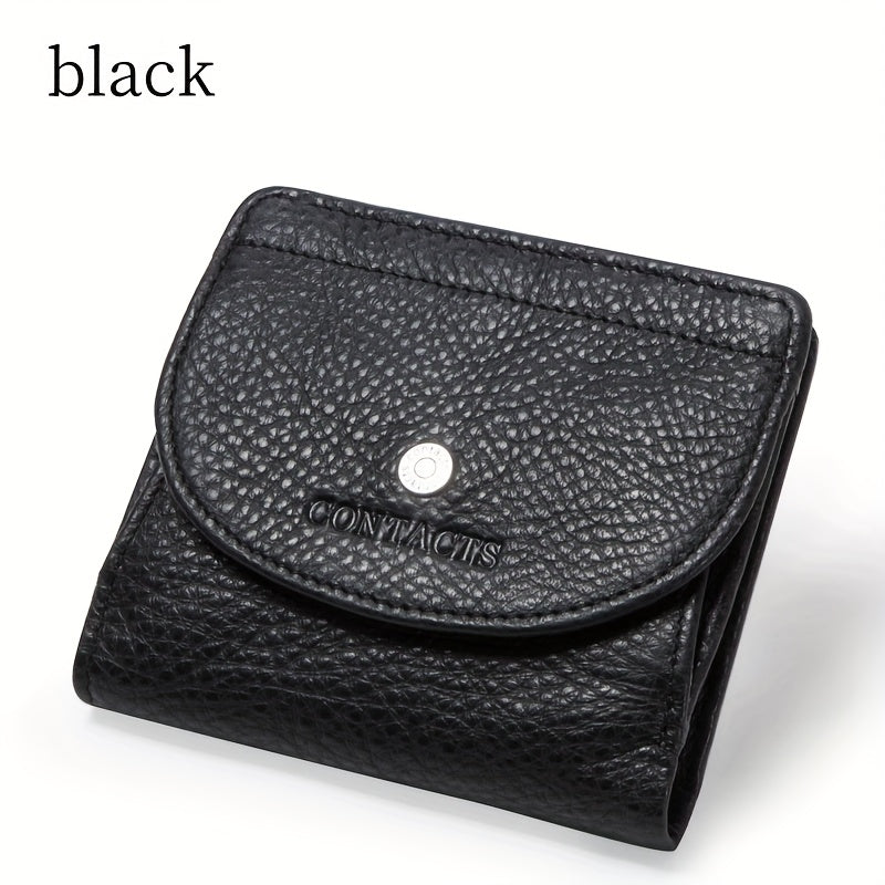 Women's Leather Coin Pocket Wallet Compact Organizer for Cards Phone Minimalist