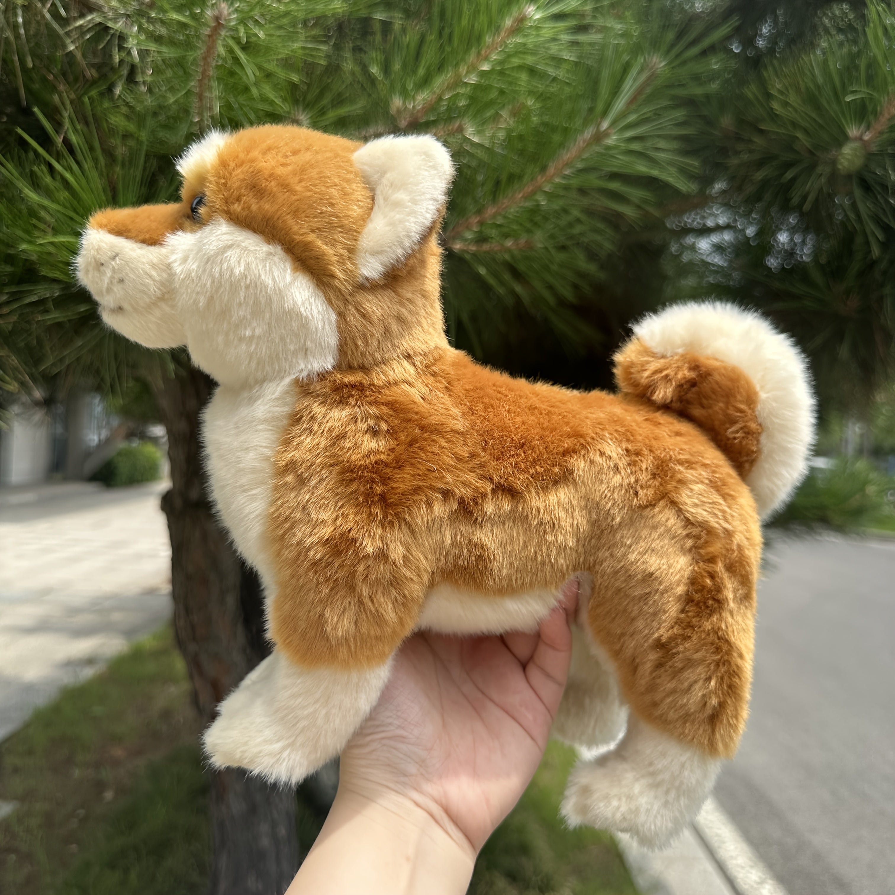 Realistic Shiba Inu Dog Plush Toy Brown Standing Stuffed Animal