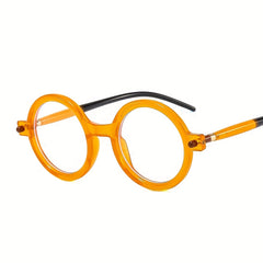 Men's Round Frame Flat Lens Glasses Vintage Eyewear