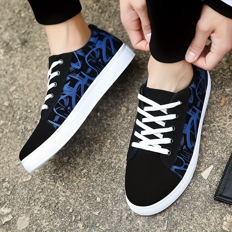 Women's Print Canvas Sneakers Lace-Up Flat Shoes