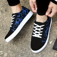 Women's Print Canvas Sneakers Lace-Up Flat Shoes