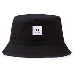 Smiling Face Patch Bucket Hat Lightweight Sunscreen Cap