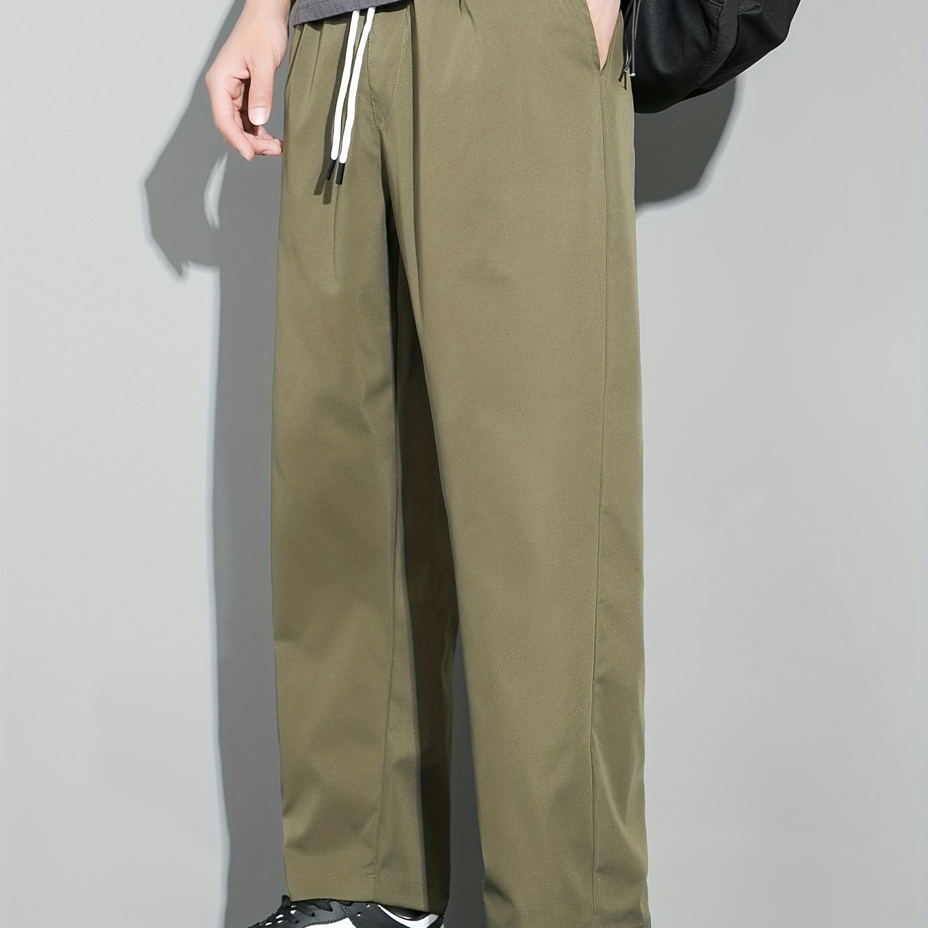 Men's Drawstring Straight Leg Pants Loose Trousers