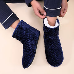 Men's Cozy Plush Bootie Slippers Winter Indoor Shoes