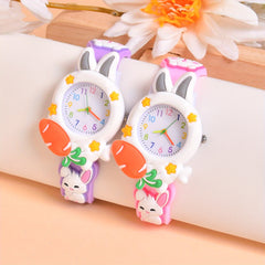2pcs Set Football Bunny Cat Silicone Strap Watch for Kids