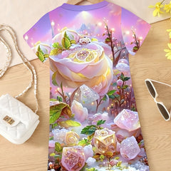 Flower Fairy Land Graphic Dress Girls Summer Gift