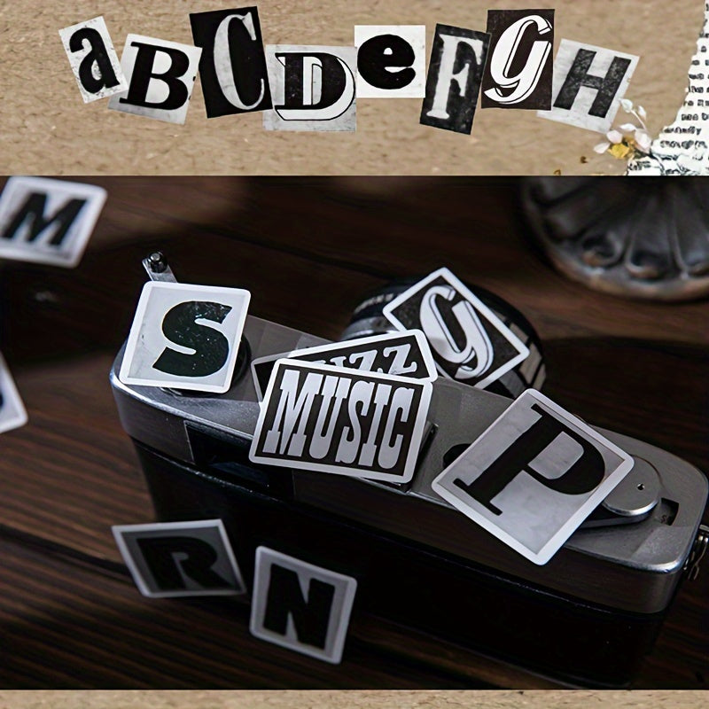 English Characters Burned DIY Material Package Stickers and Papers