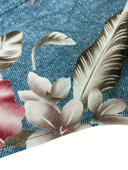 Plant Print Tie Front Jumpsuit Tank Jumpsuit For Spring & Summer