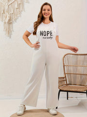Plus Size Letter Print Wide Leg Jumpsuit