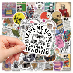 50pcs Skull Reading Series Stickers Helmet Skateboard Waterproof DIY Decoration