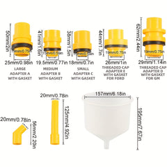 15pcs Radiator Coolant Filling Funnel Kit Spill Proof