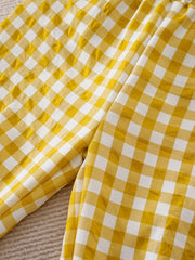 Yellow Plaid Girls Ruffle Trousers Toddler Pants