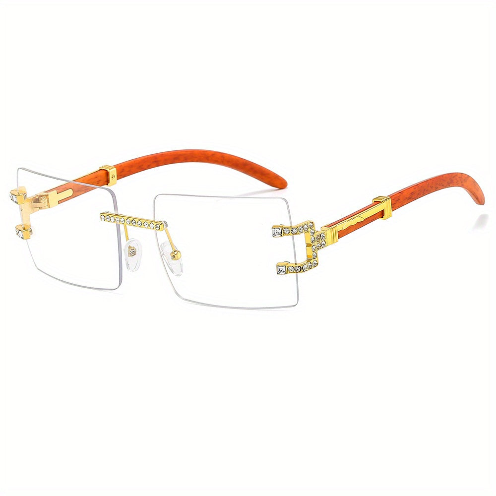 Men's Retro Wooden Leg Sunglasses Square Frame