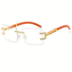 Men's Retro Wooden Leg Sunglasses Square Frame