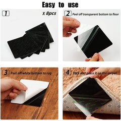 8pcs Rug Grippers Non Slip Rug Pad For Area Rugs Non Skid Reusable