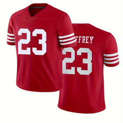 Boys Red V neck Rugby Jersey Short Sleeves American Football Shirt