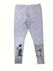 Women's Plus Cat Print High Rise Leggings