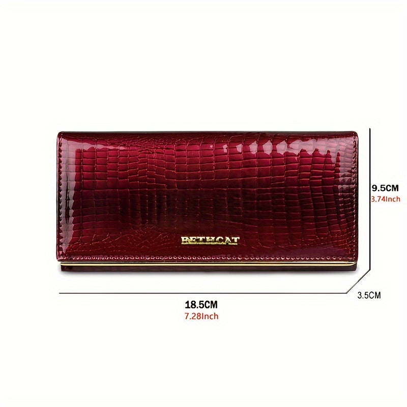 Women's Crocodile Pattern Cowhide Clutch Wallet Coin Purse