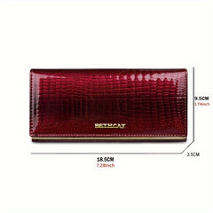 Women's Crocodile Pattern Cowhide Clutch Wallet Coin Purse