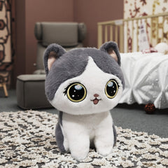 Cute Kitten Plush Toy with Green Eyes, Soft Fabric