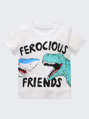 FEROCIOUS FRIENDS Boy's T-shirt - Short Sleeve Crew Neck Top