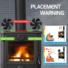 Aluminum Firewood Stove Fan with 6 Blades