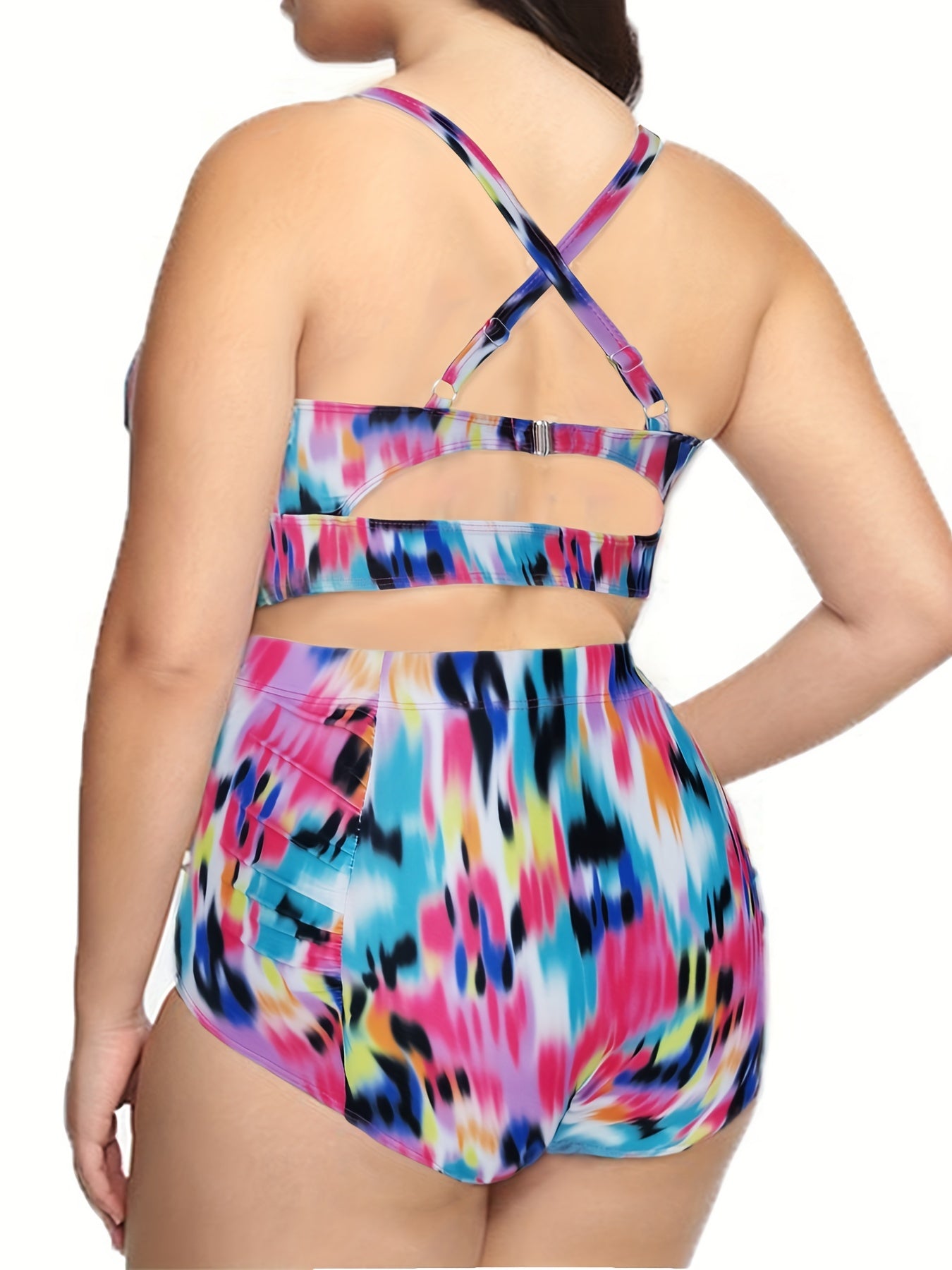 Tie Dye Halter Neck Bikini Set Medium Stretch
