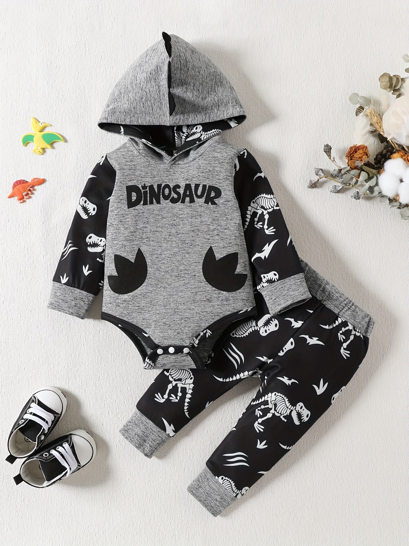 Infant Hooded Romper & Long Sleeve Bodysuit Set