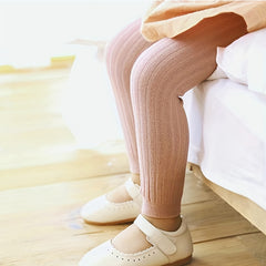 Baby Girls Ribbed Cropped Pants Leggings for Autumn and Spring