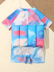 Kids Float Swimsuit Short Sleeve Infant Toddler Swimwear For Girls Boys
