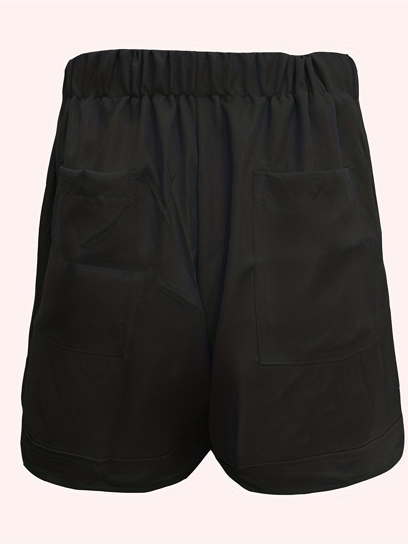 Solid Drawstring Shorts Casual Elastic Waist With Pockets