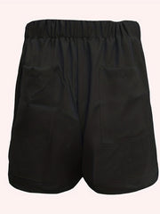 Solid Drawstring Shorts Casual Elastic Waist With Pockets