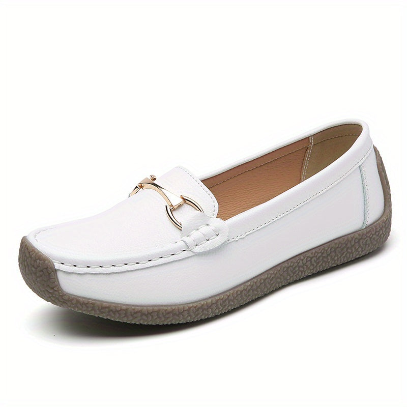 Women's Buckle Decor Flat Loafers Slip On Shoes Casual Flats