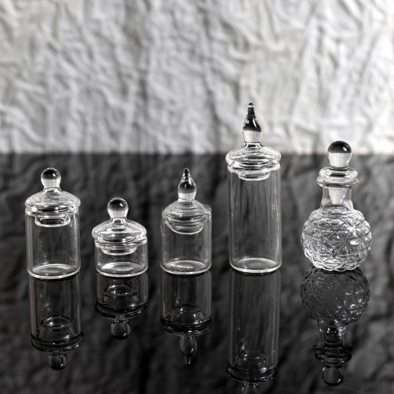 Mini Glass Jar Dollhouse Scene Storage Jar Model Glass Bottle Snack Jar