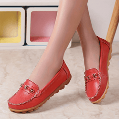 Women's Metal Decor Flat Loafers Slip On Shoes