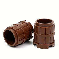 9Pcs Wooden Barrel Building Block Set - Farm Ranch Garden Scene Play - Ages 8+