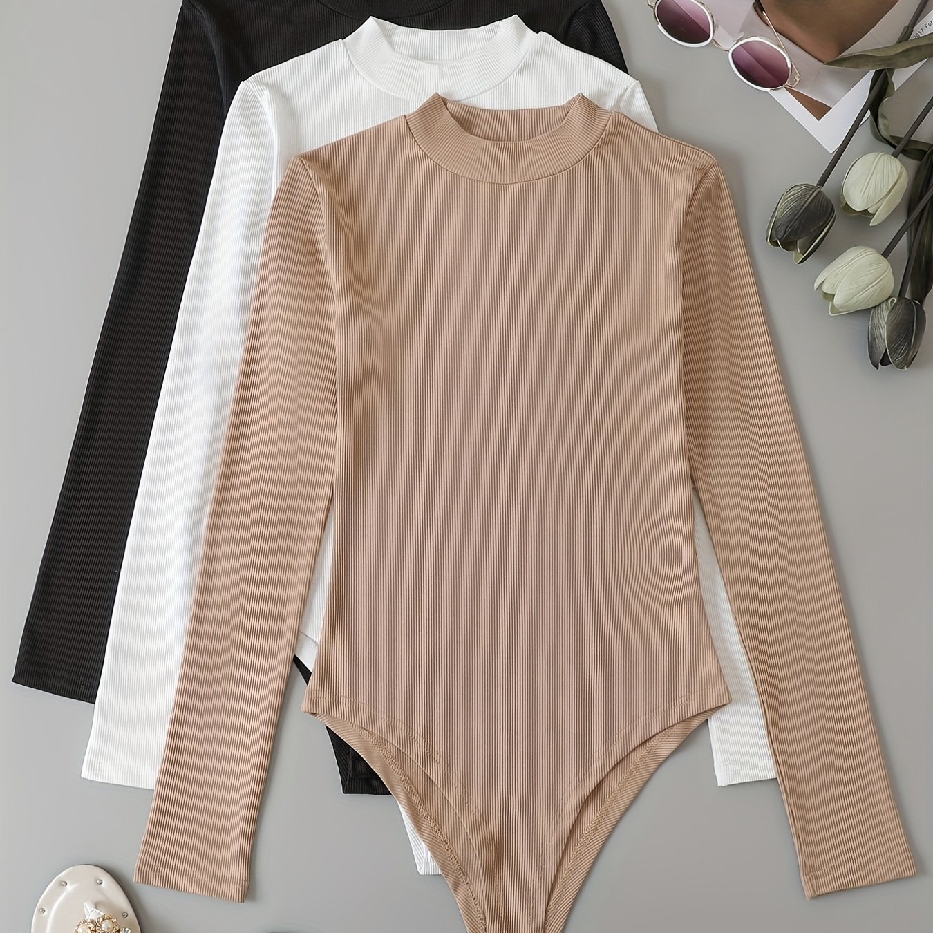3 Pack Casual Crew Neck Bodysuits