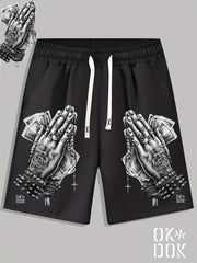 Men's Money Pattern Comfy Shorts with Elastic Waist