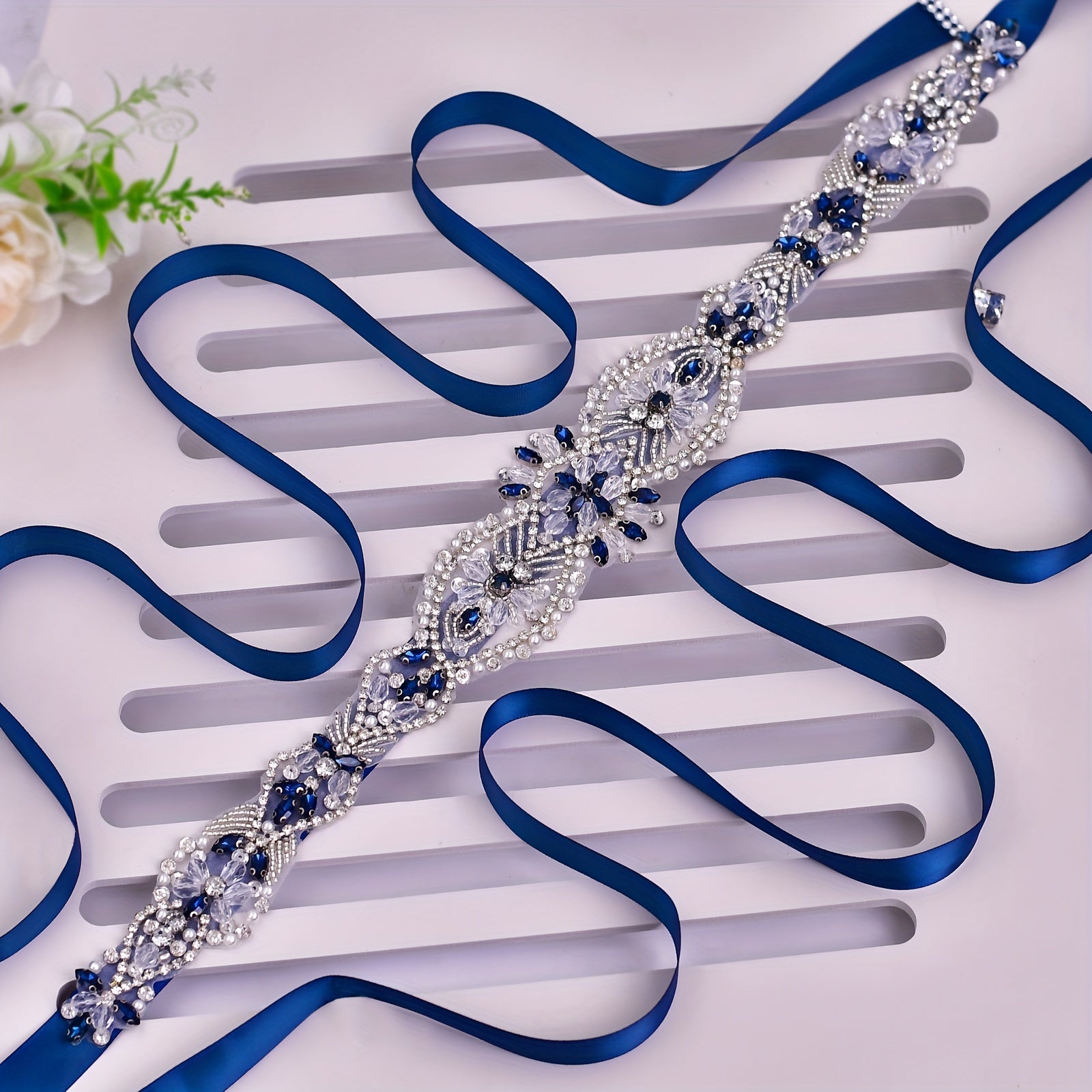 Bohemian Beaded Rhinestone Bridal Sash Wedding Dress Belt Accessory