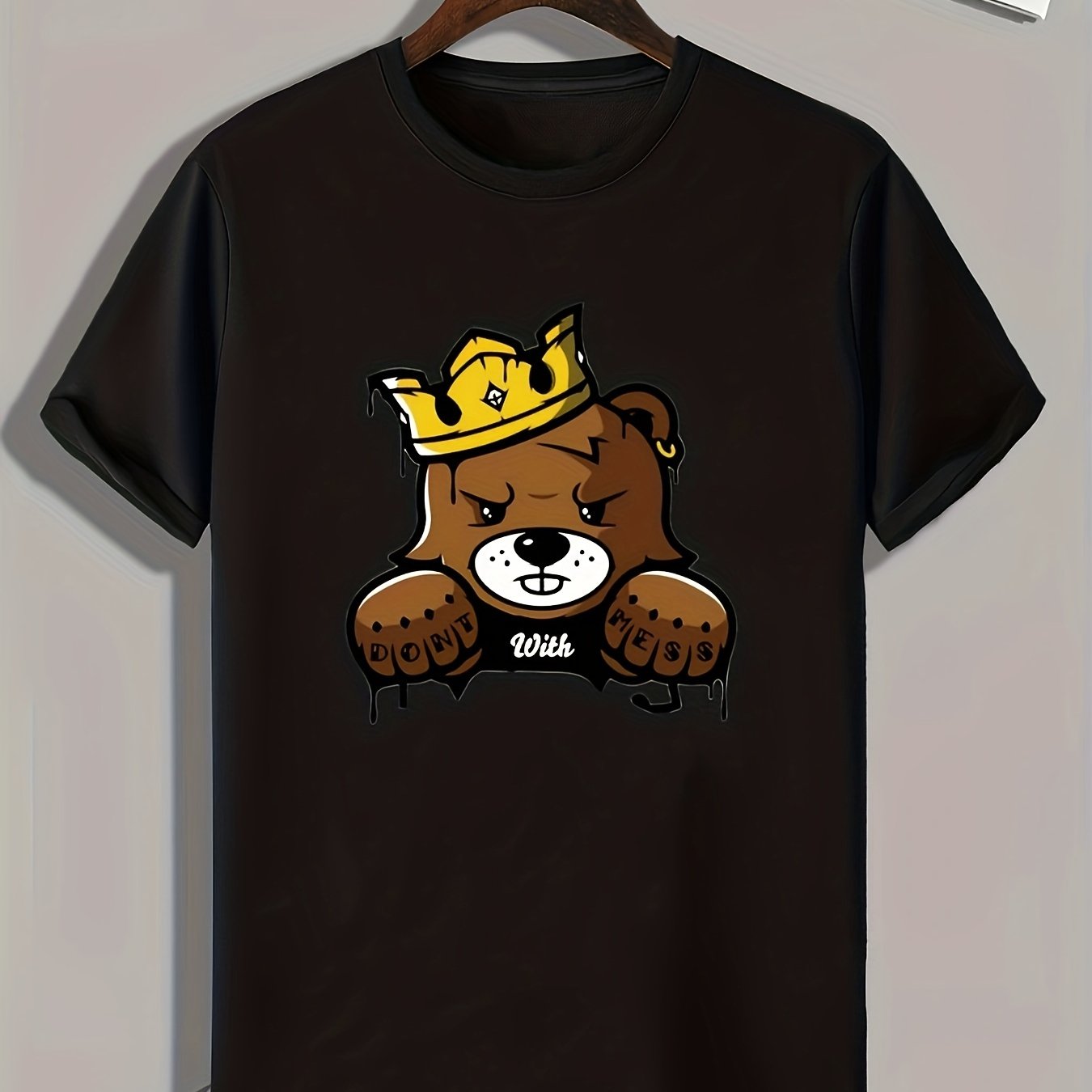 Bear Print Men's Graphic T shirt Casual Comfy Tees For Summer