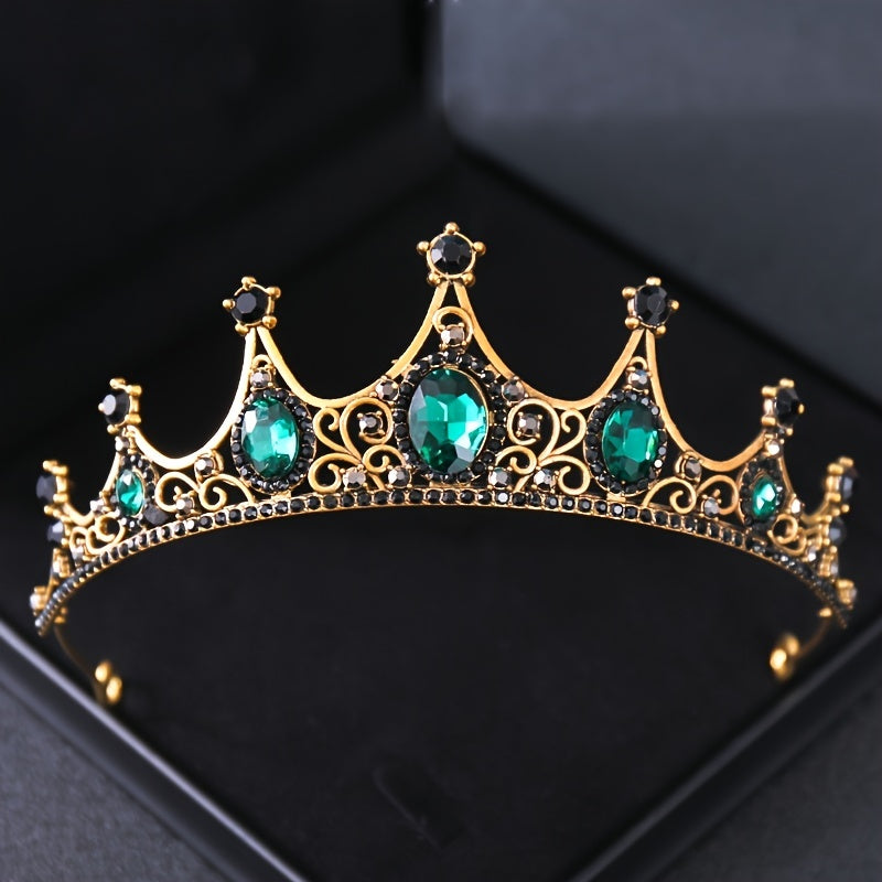 Green Crystal Crowns Rhinestone Bridal Wedding Hair Accessory
