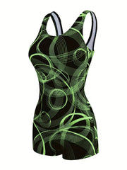 Circle Pattern Slim Fit Boxer Short Swimsuit