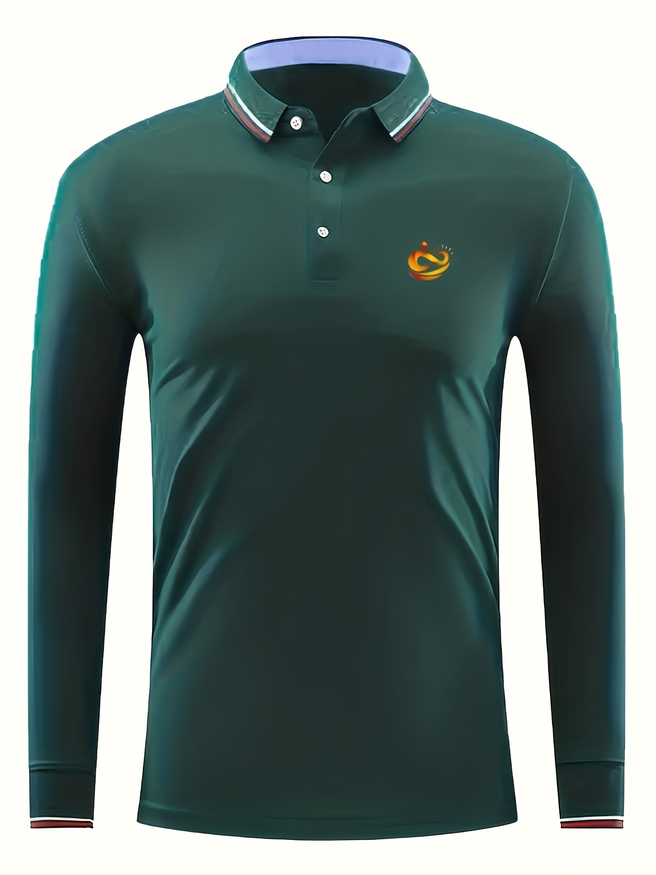Men's Wing Print Polo Shirt Long Sleeve Breathable Button Up Lapel Shirt