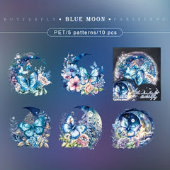 10pcs Moonlight Butterfly Decorative Stickers Pack Waterproof Scrapbook Journal